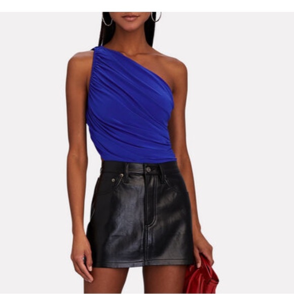 NWT Norma Kamali Blue Asymmetrical Wrap Top Size Small - Picture 4 of 5